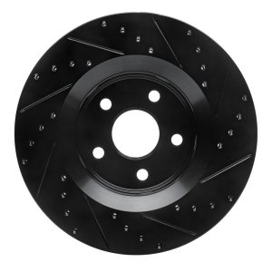 Dodge Durango Brake Rotor (1) - Front Left - R1 Concepts - Drilled & Slotted - Black - `11-`25